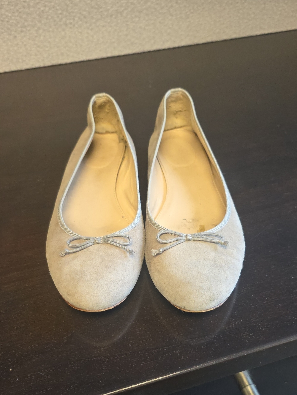 Neutral Suede Bow Ballet Flats - Women's Beige Flats
